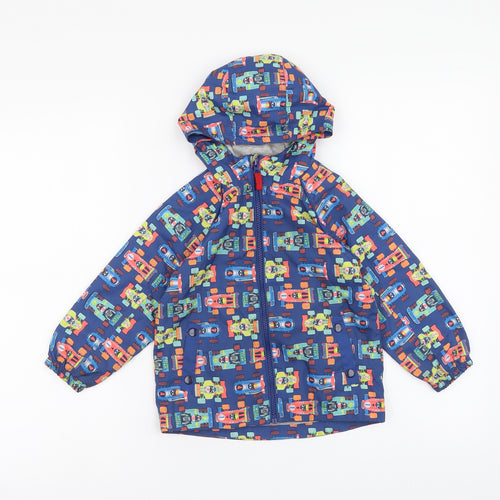 TU Boys Blue Geometric Rain Coat Coat Size 2-3 Years Zip - F1 pattern