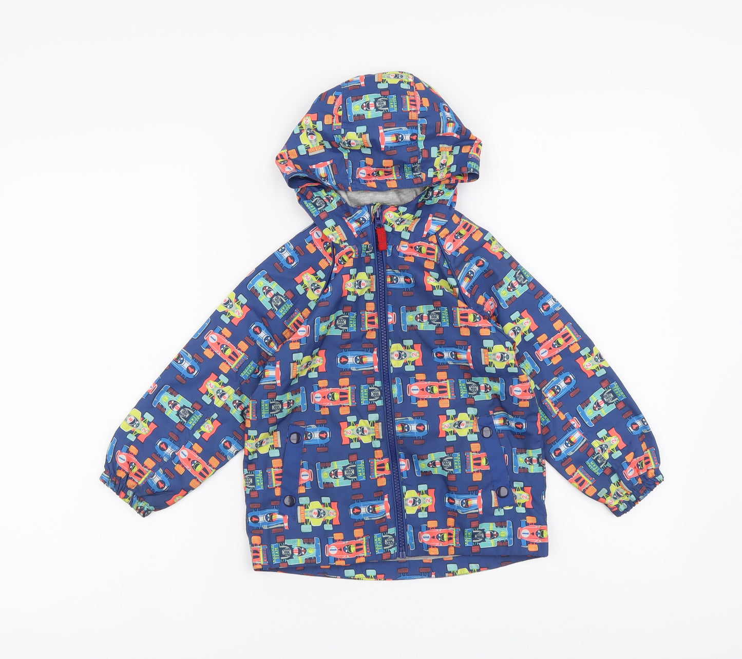 TU Boys Blue Geometric Rain Coat Coat Size 2-3 Years Zip - F1 pattern