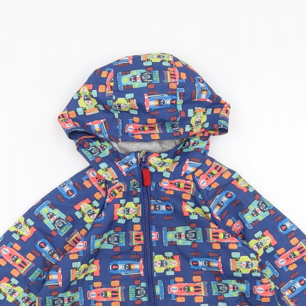 TU Boys Blue Geometric Rain Coat Coat Size 2-3 Years Zip - F1 pattern