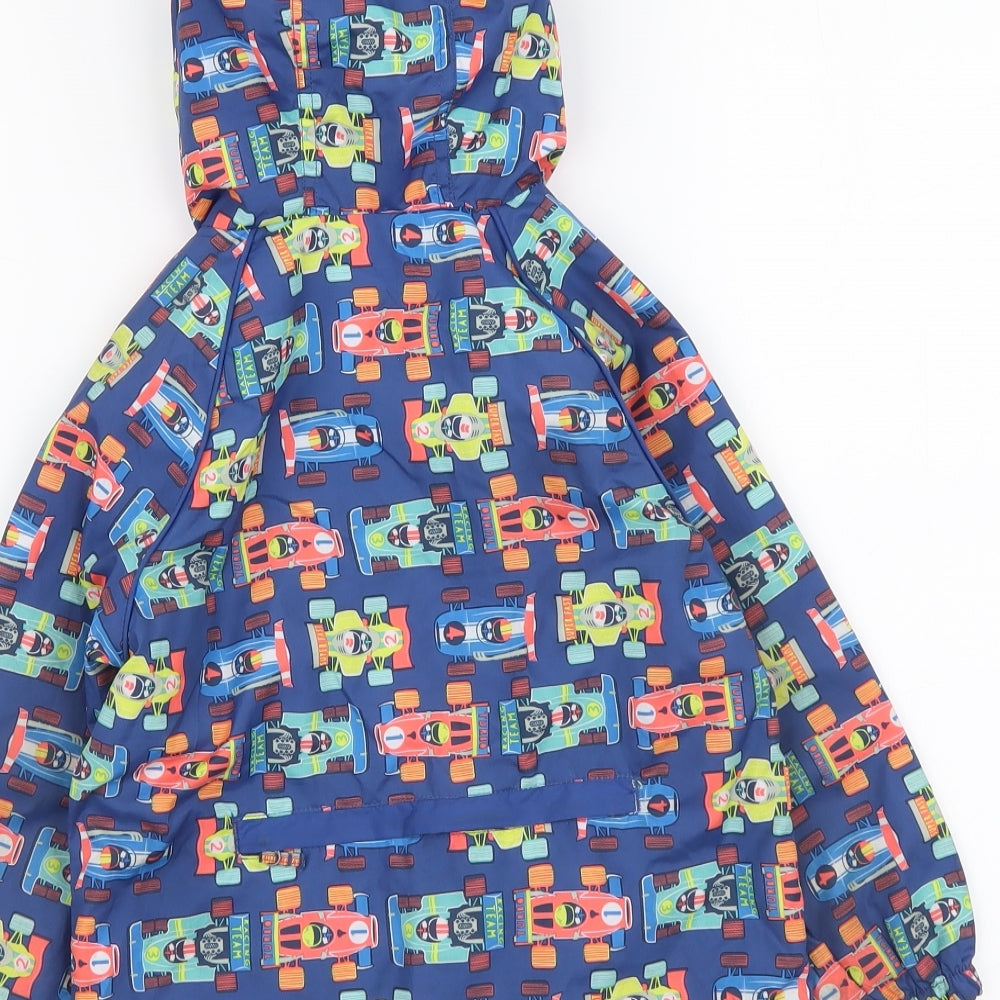 TU Boys Blue Geometric Rain Coat Coat Size 2-3 Years Zip - F1 pattern