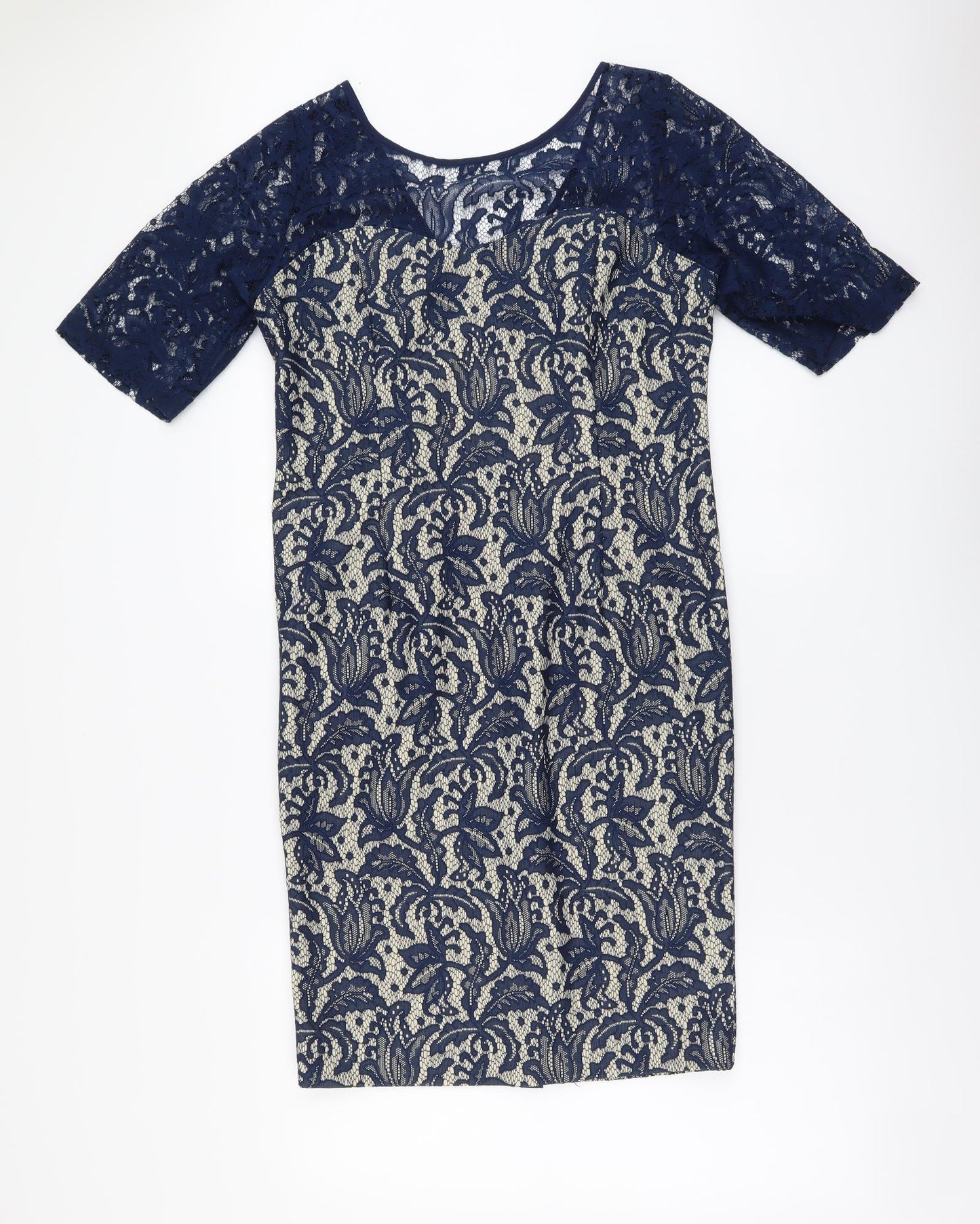 NEXT Womens Blue Polyester A-Line Size 16 Round Neck Zip