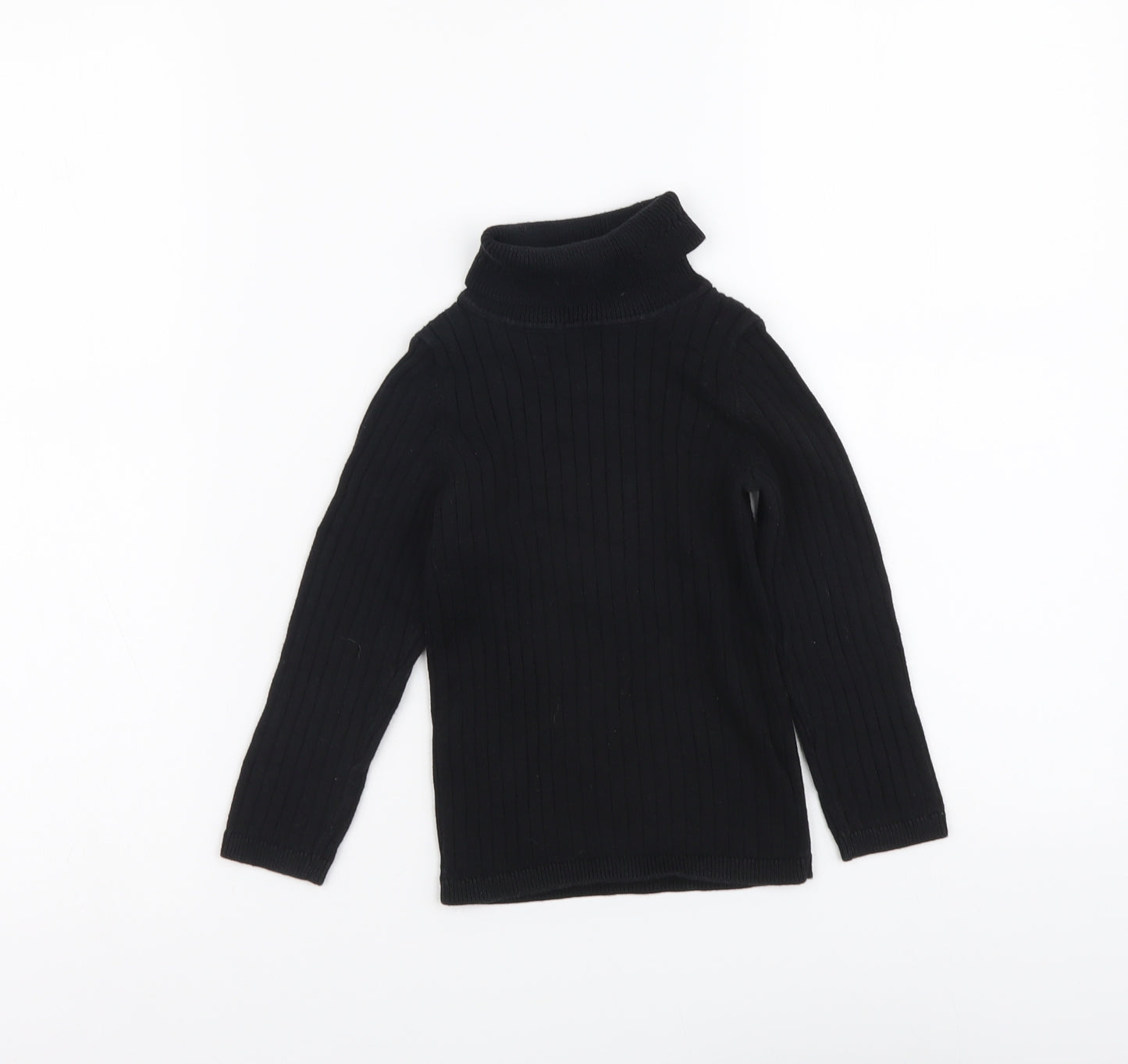 George Girls Black Roll Neck Cotton Pullover Jumper Size 4-5 Years Pullover