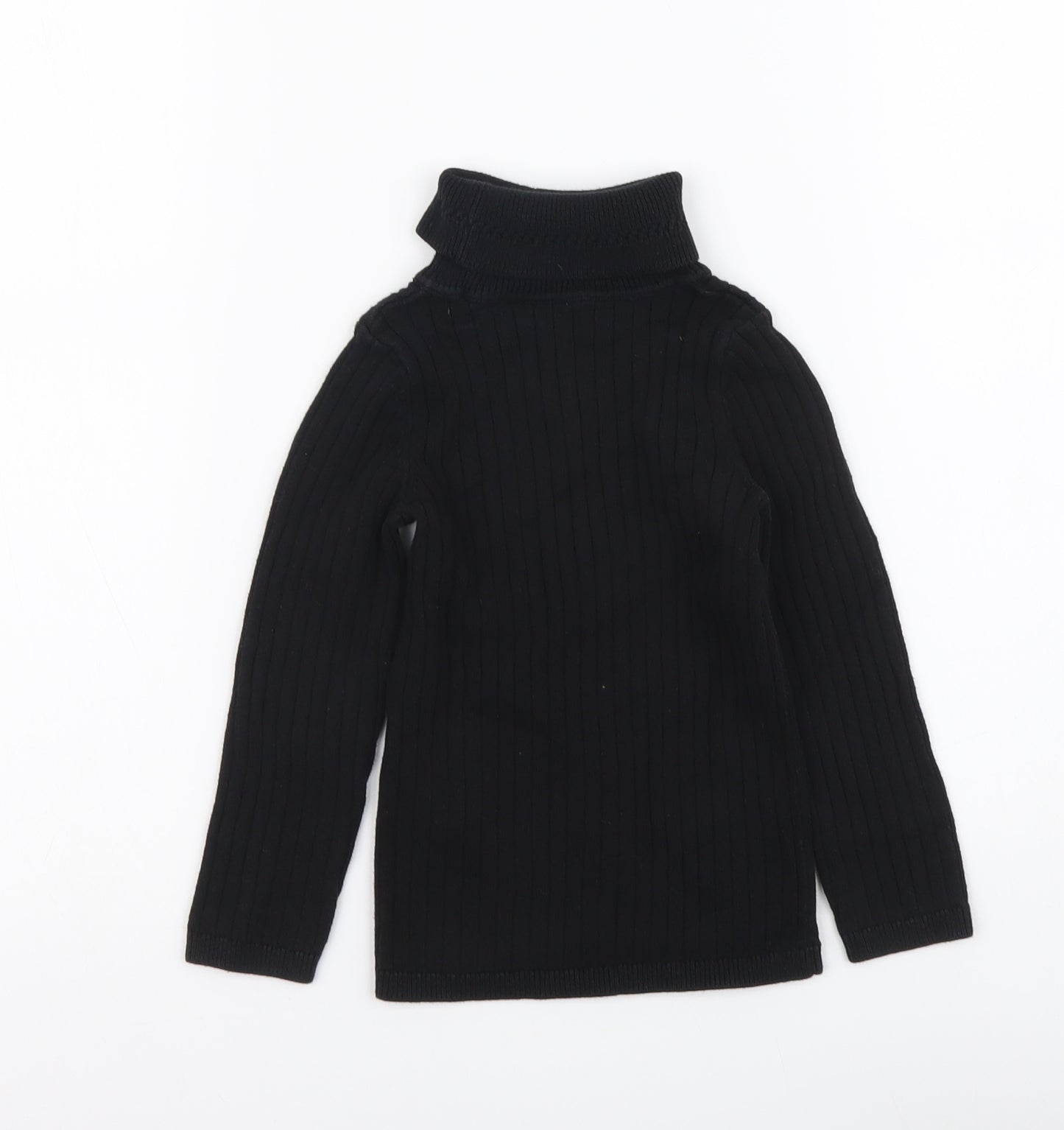 George Girls Black Roll Neck Cotton Pullover Jumper Size 4-5 Years Pullover