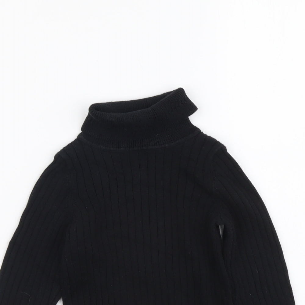 George Girls Black Roll Neck Cotton Pullover Jumper Size 4-5 Years Pullover