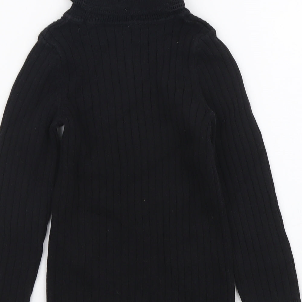 George Girls Black Roll Neck Cotton Pullover Jumper Size 4-5 Years Pullover