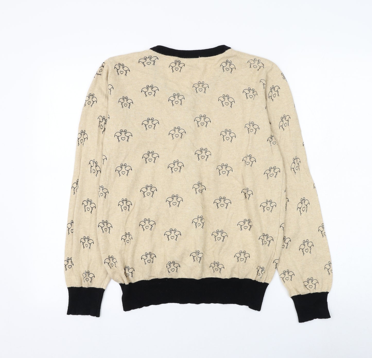 Atmosphere Womens Beige Round Neck Geometric Cotton Cardigan Jumper Size 16 - Flamingo