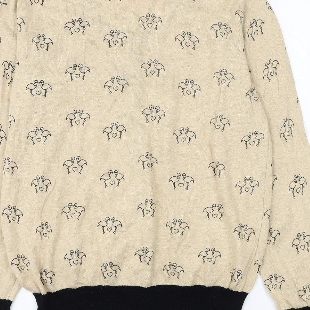 Atmosphere Womens Beige Round Neck Geometric Cotton Cardigan Jumper Size 16 - Flamingo