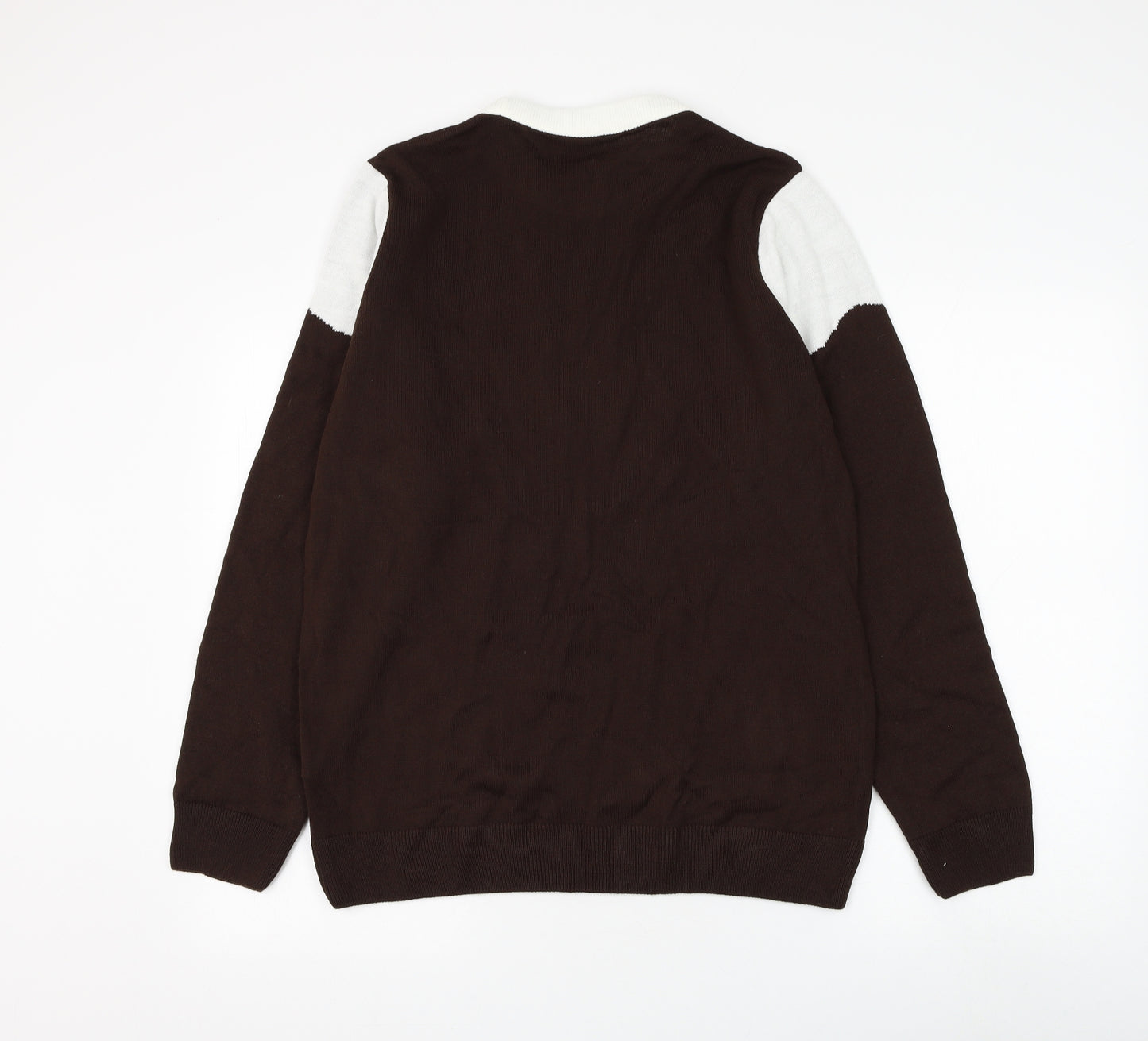 Preworn Womens Brown Round Neck Acrylic Pullover Jumper Size L - Always Room For Pudding Christmas