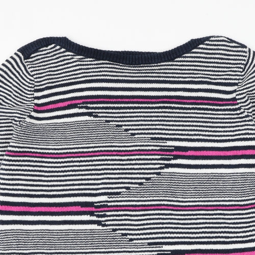 Coercion Womens Blue Boat Neck Striped Polyester Pullover Jumper Size 14
