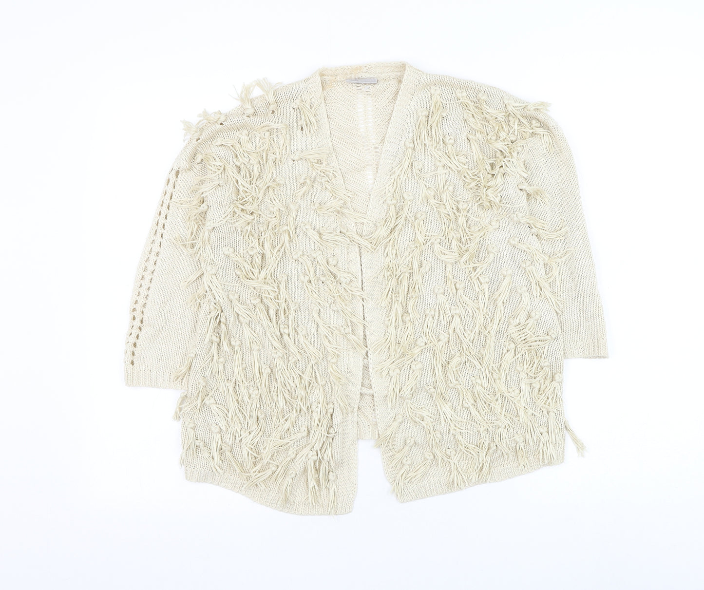 Matalan Girls Ivory V-Neck Acrylic Cardigan Jumper Size 12 Years