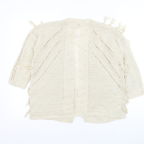 Matalan Girls Ivory V-Neck Acrylic Cardigan Jumper Size 12 Years