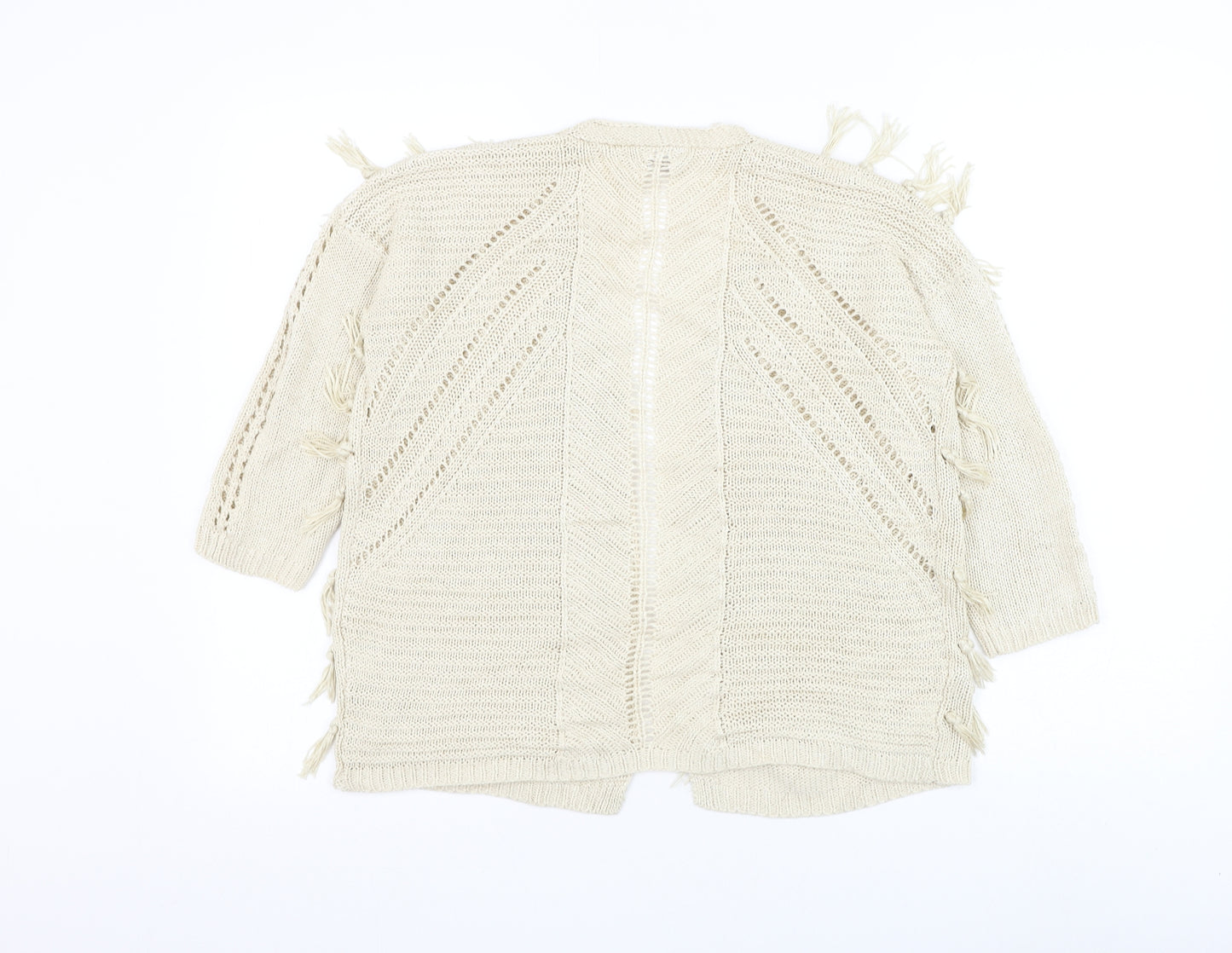 Matalan Girls Ivory V-Neck Acrylic Cardigan Jumper Size 12 Years