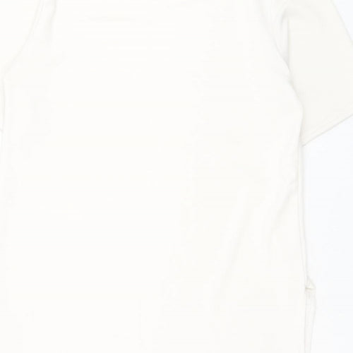 Parisian Collection Womens White Polyester Basic Blouse Size 8 Round Neck