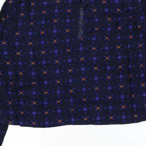 Marks and Spencer Womens Blue Floral Viscose Basic Blouse Size 12 Round Neck