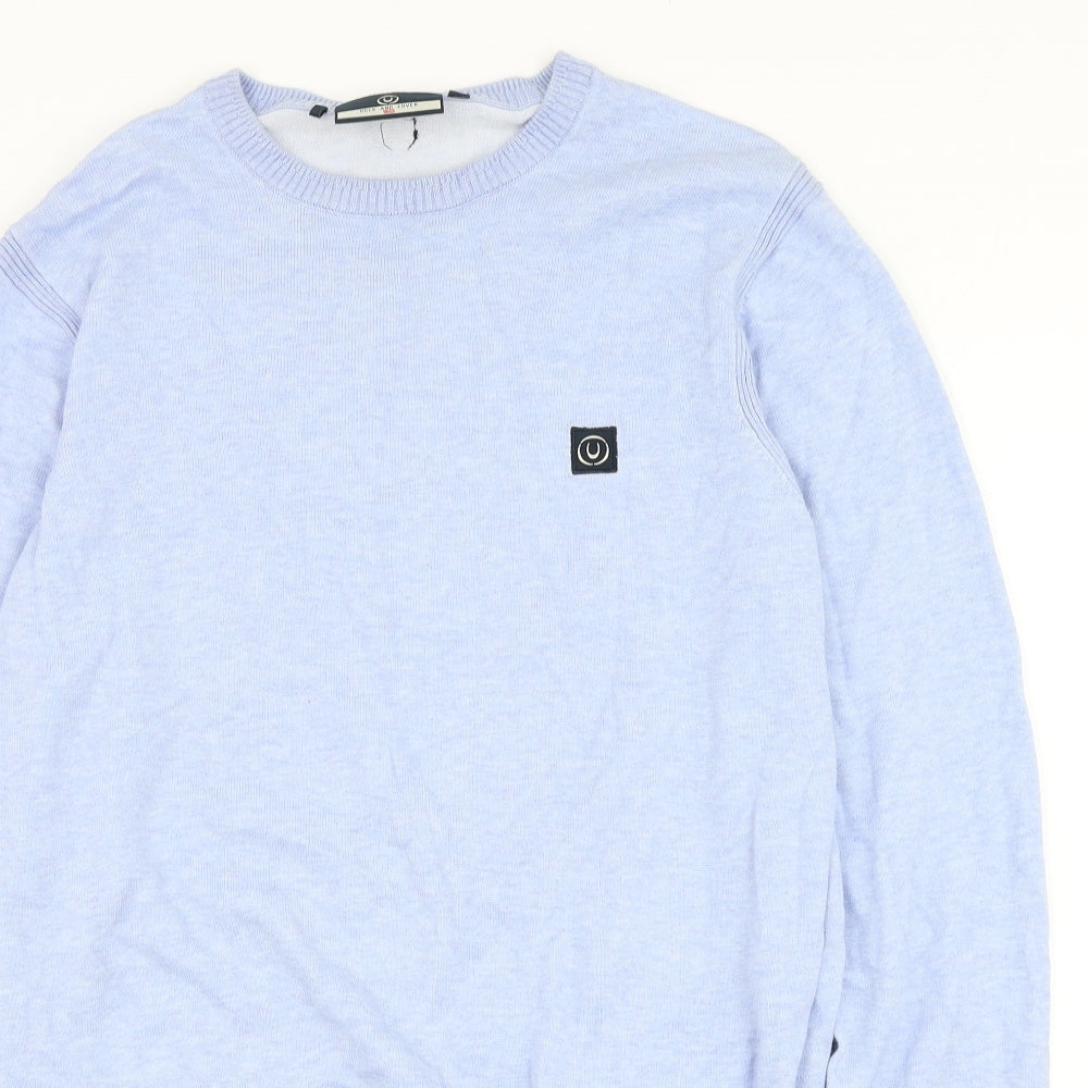 Duck and Cover Mens Blue Round Neck Cotton Pullover Jumper Size M