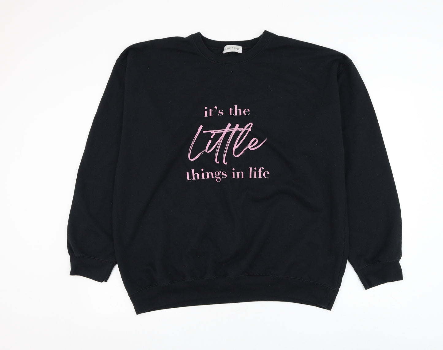 In the Style Womens Black Polyester Pullover Sweatshirt Size 14 Pullover - It's The Little things