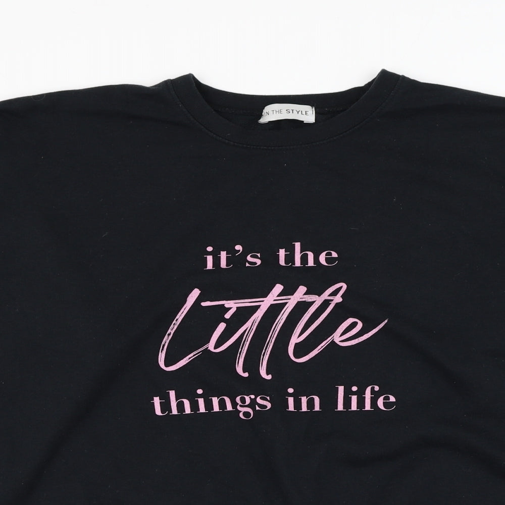 In the Style Womens Black Polyester Pullover Sweatshirt Size 14 Pullover - It's The Little things