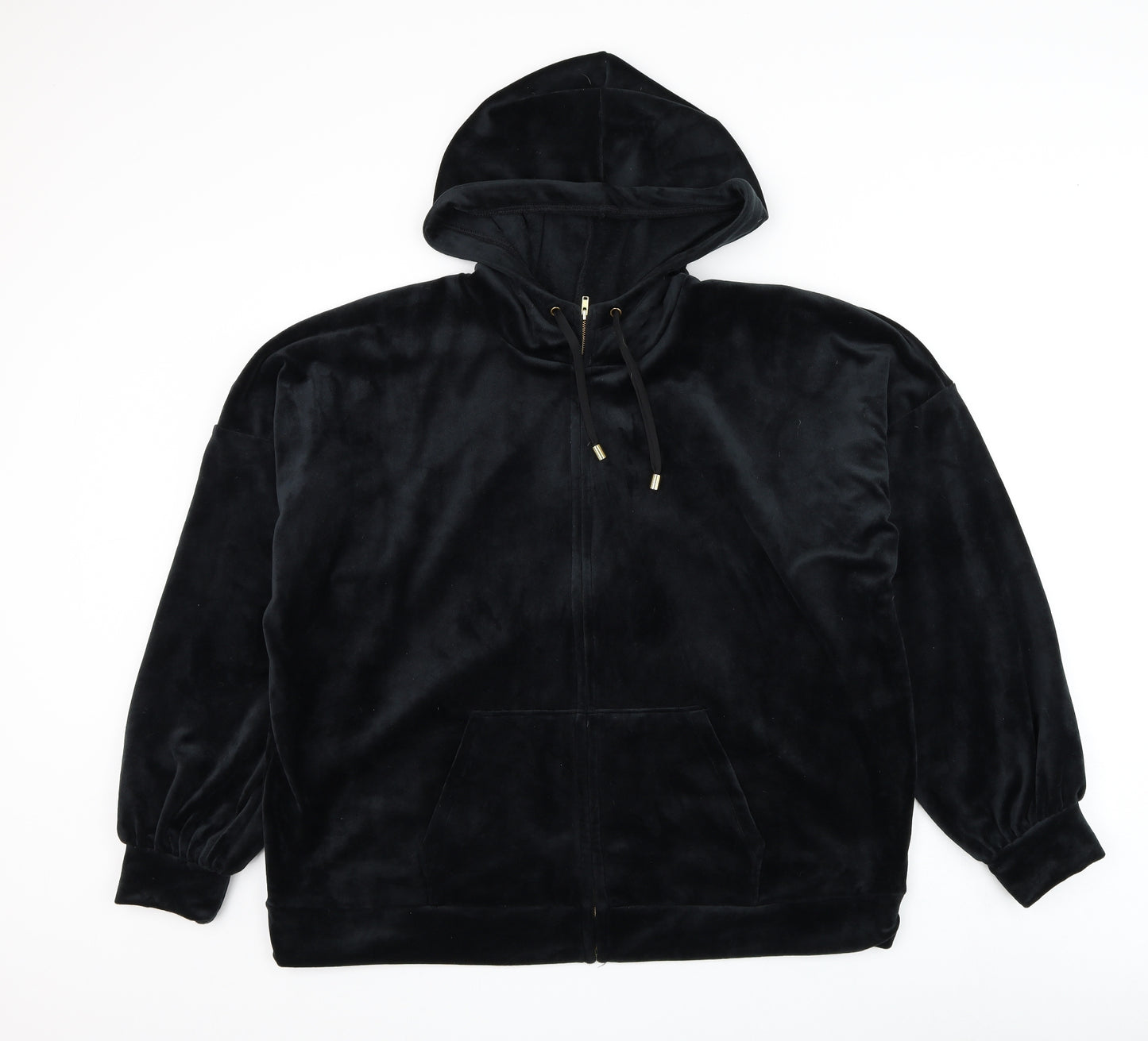 Marks and Spencer Womens Black Polyester Full Zip Hoodie Size 20 Zip