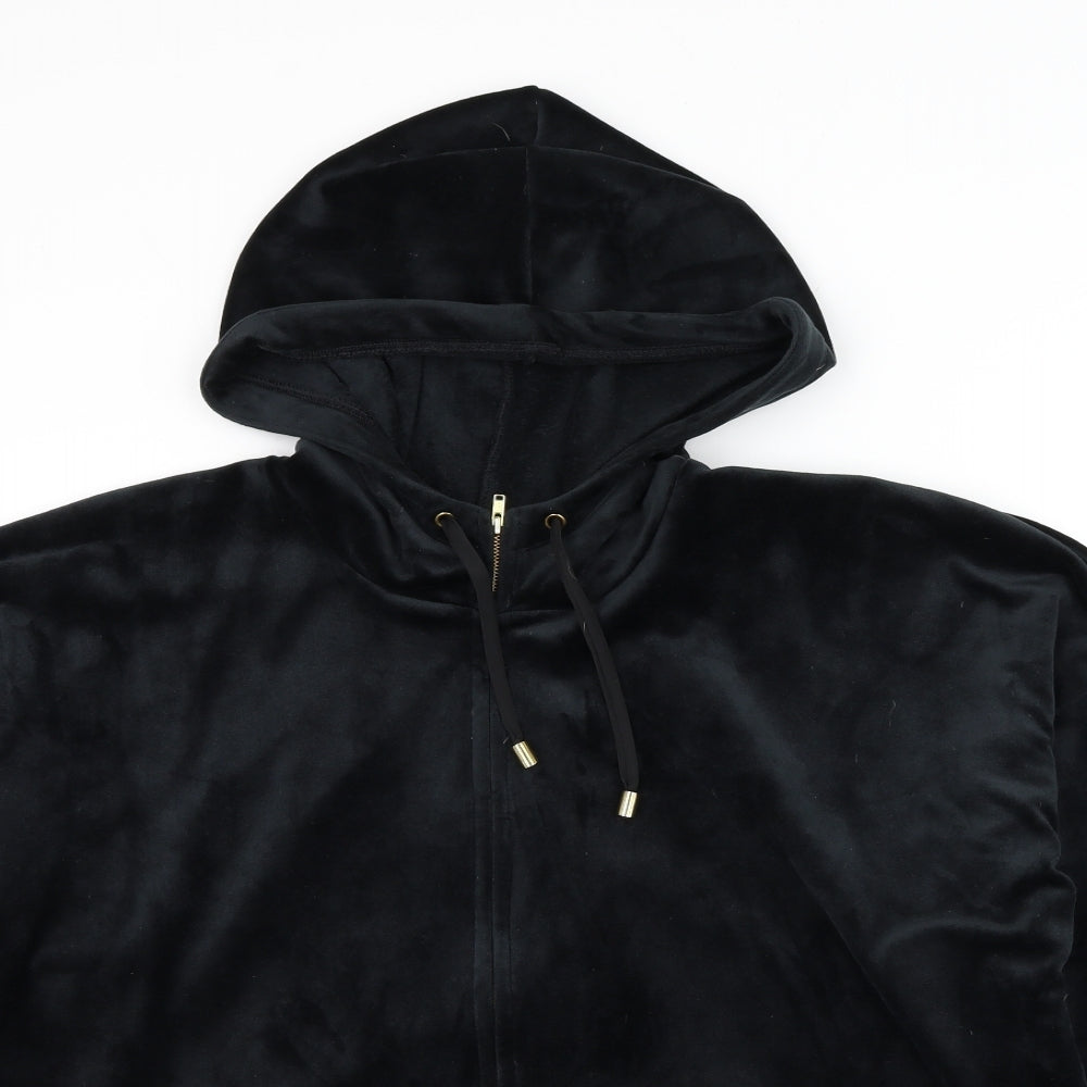 Marks and Spencer Womens Black Polyester Full Zip Hoodie Size 20 Zip