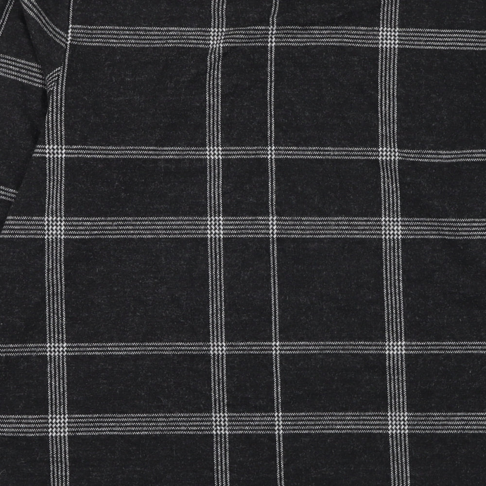Marks and Spencer Womens Black Round Neck Check Polyester Pullover Jumper Size 14