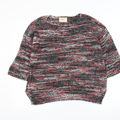Papaya Womens Multicoloured Round Neck Striped Acrylic Pullover Jumper Size M