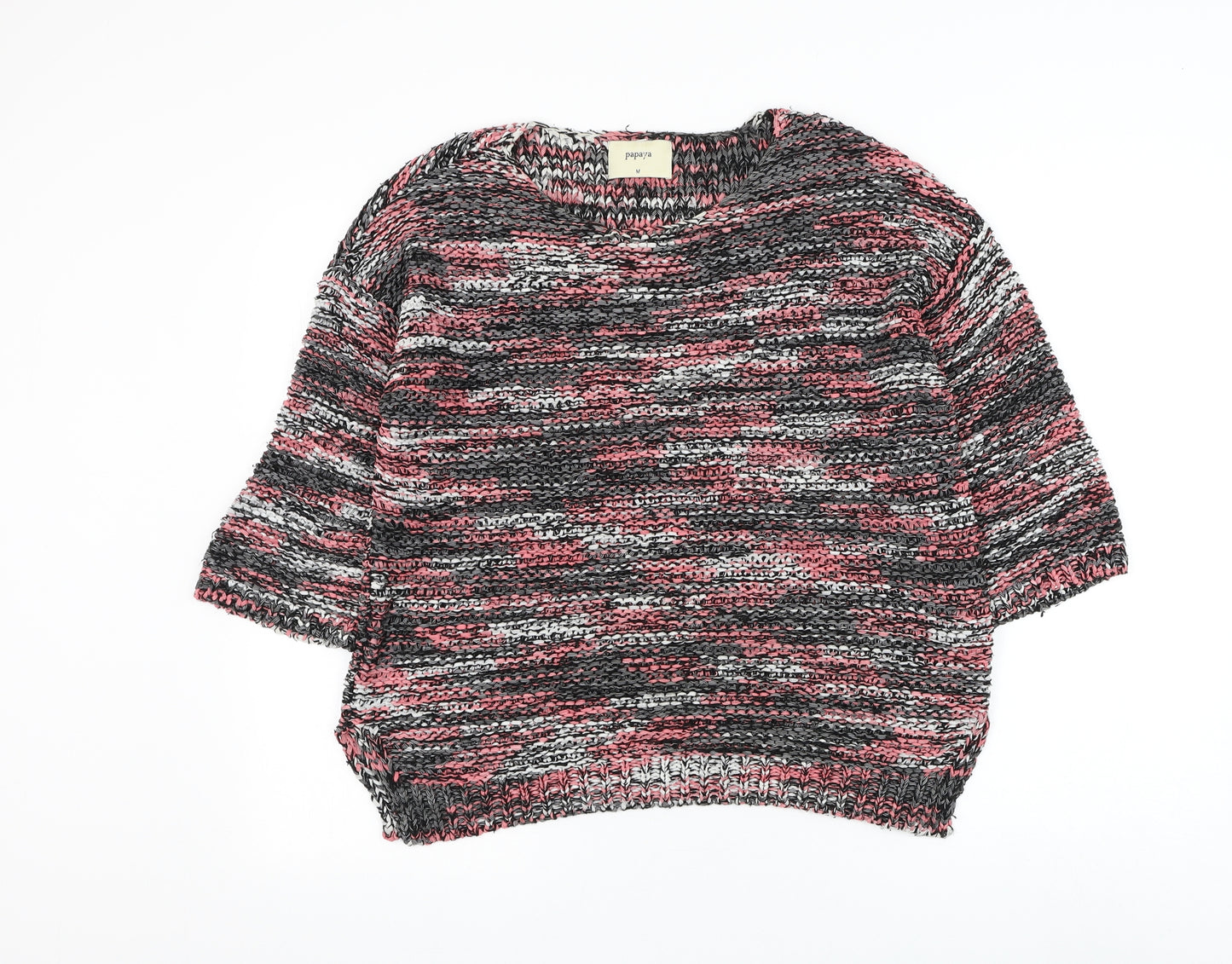 Papaya Womens Multicoloured Round Neck Striped Acrylic Pullover Jumper Size M