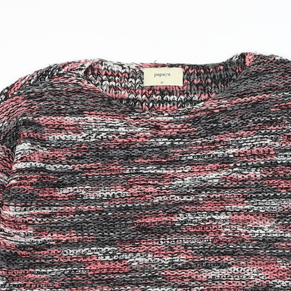 Papaya Womens Multicoloured Round Neck Striped Acrylic Pullover Jumper Size M