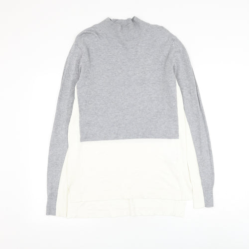 Papaya Womens Grey Mock Neck Viscose Pullover Jumper Size 16