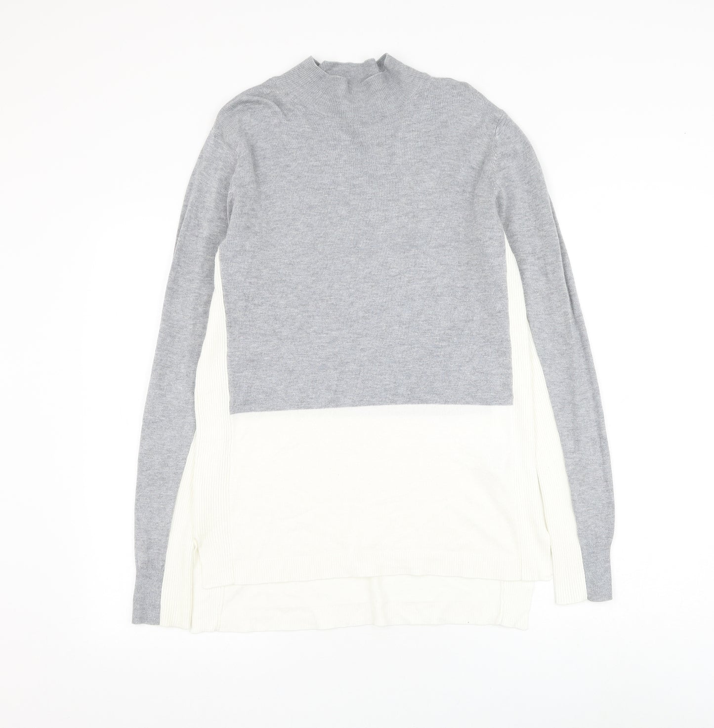 Papaya Womens Grey Mock Neck Viscose Pullover Jumper Size 16