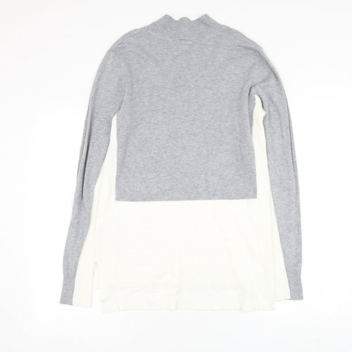 Papaya Womens Grey Mock Neck Viscose Pullover Jumper Size 16