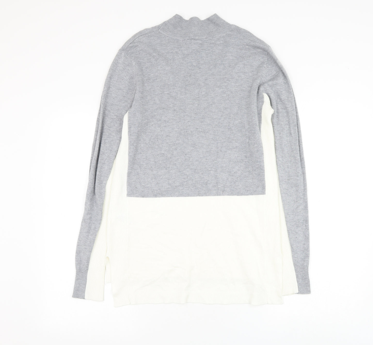 Papaya Womens Grey Mock Neck Viscose Pullover Jumper Size 16
