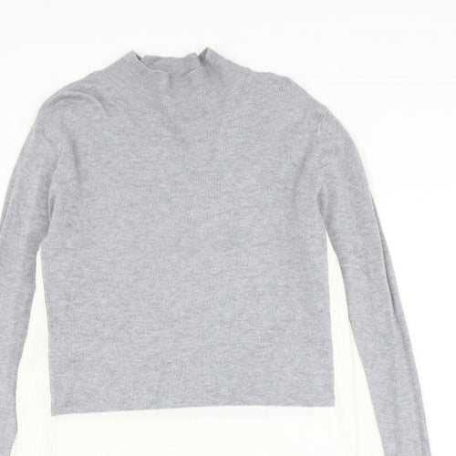 Papaya Womens Grey Mock Neck Viscose Pullover Jumper Size 16