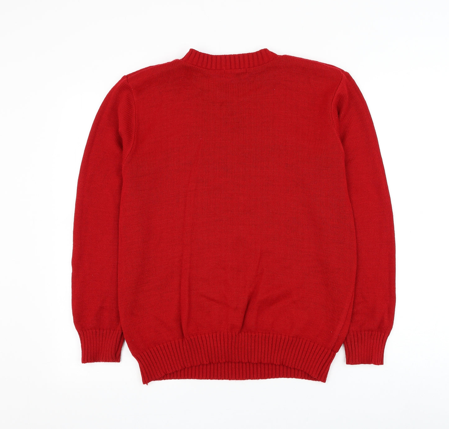 Louell Womens Red Round Neck Acrylic Pullover Jumper Size S - Christmas santa