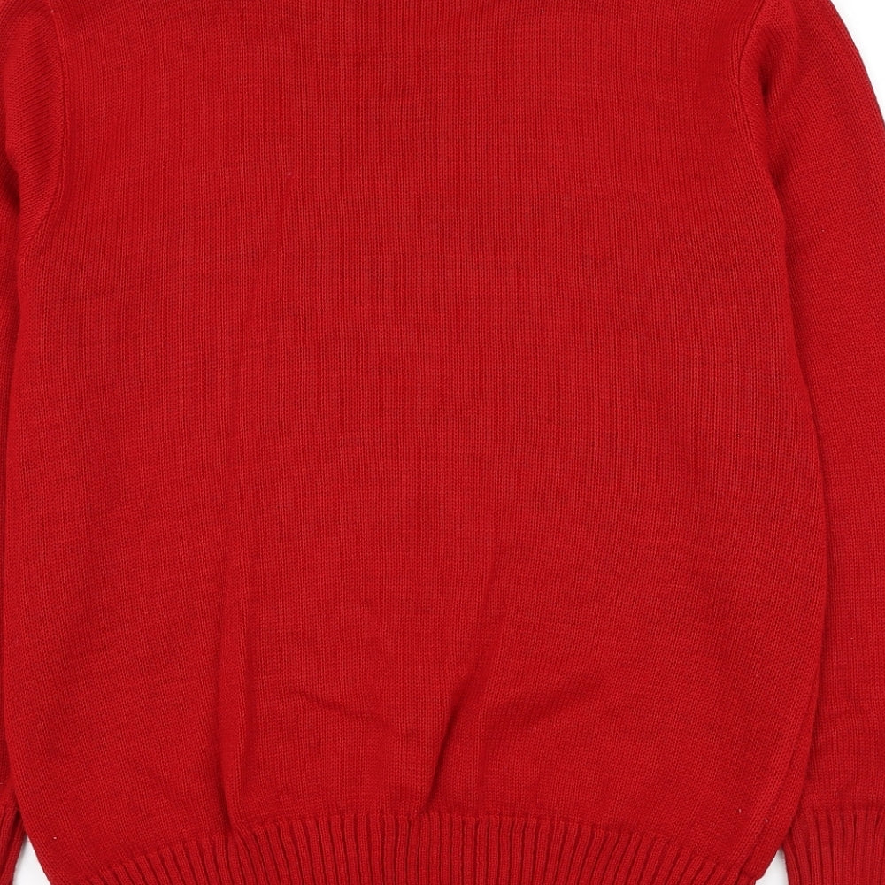 Louell Womens Red Round Neck Acrylic Pullover Jumper Size S - Christmas santa