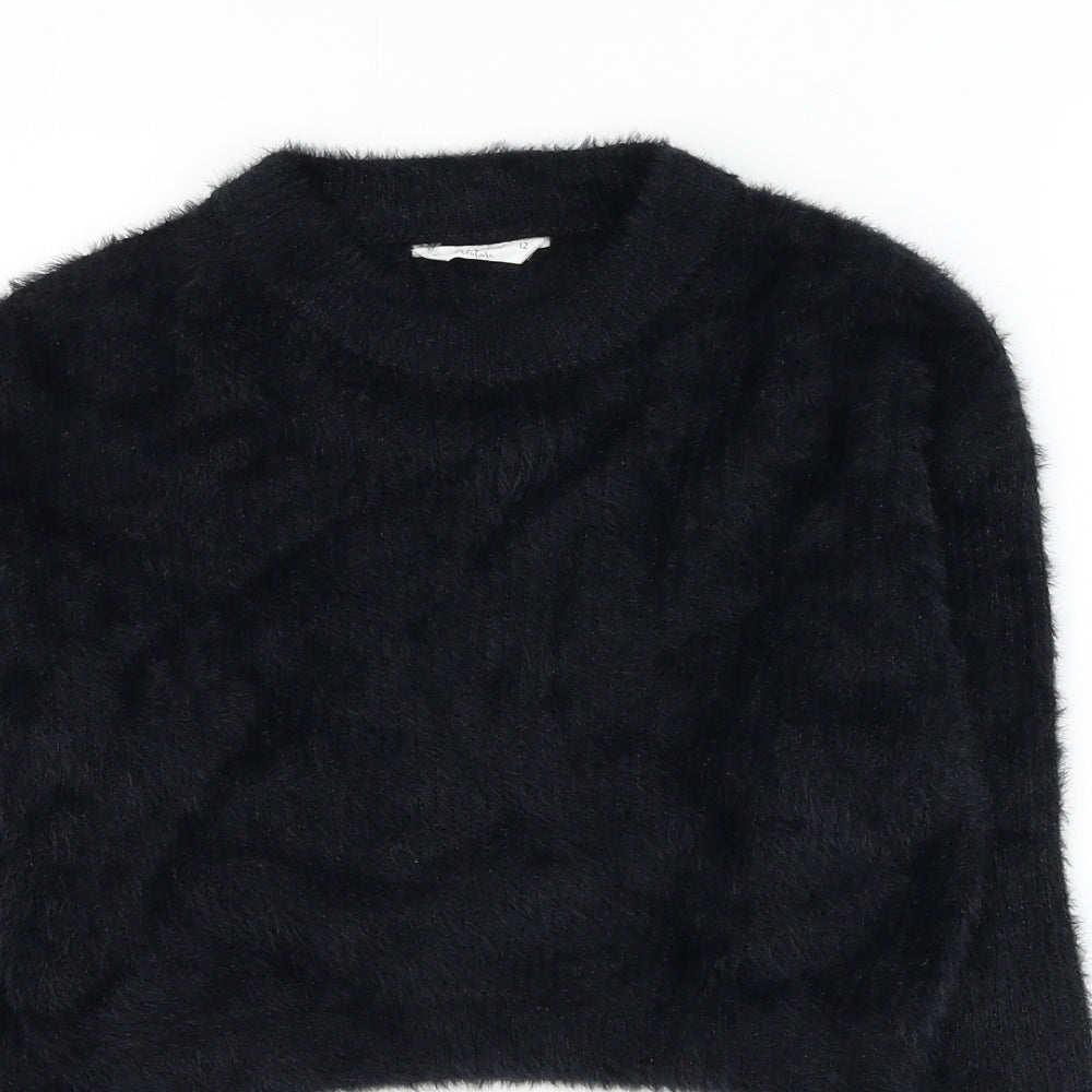 Matalan Girls Black Round Neck Polyamide Pullover Jumper Size 12 Years Pullover