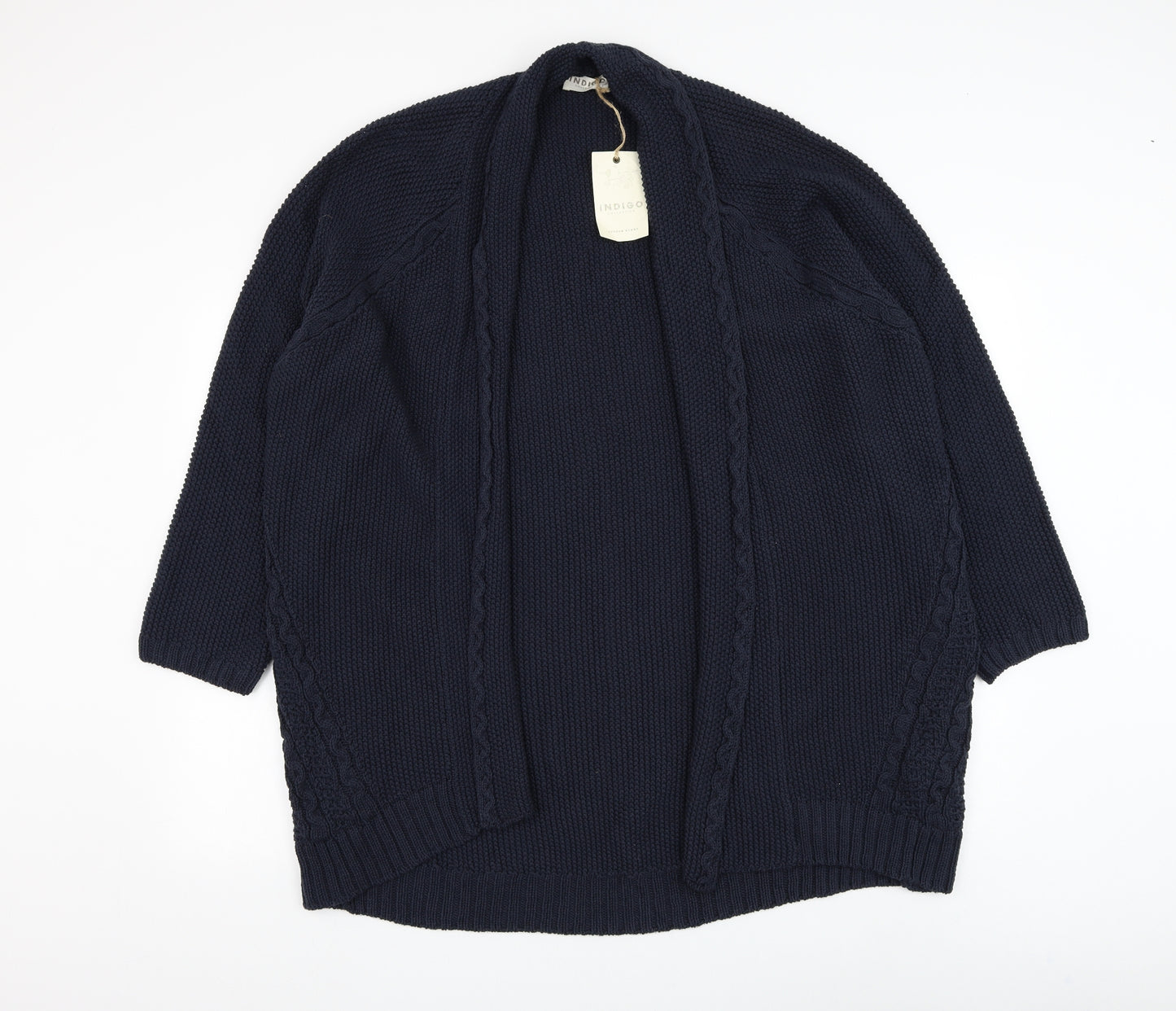 Marks and Spencer Womens Blue V-Neck Cotton Cardigan Jumper Size 20
