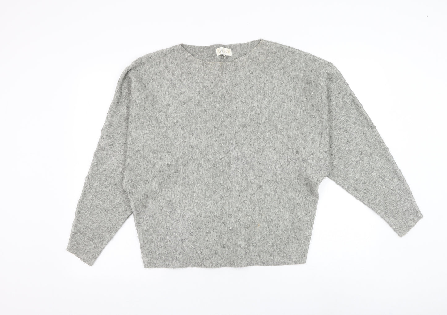 Apricot Womens Grey Round Neck Polka Dot Polyester Pullover Jumper Size M