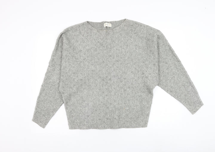 Apricot Womens Grey Round Neck Polka Dot Polyester Pullover Jumper Size M