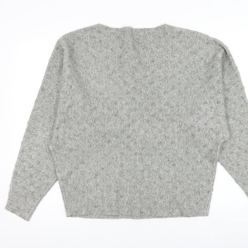 Apricot Womens Grey Round Neck Polka Dot Polyester Pullover Jumper Size M