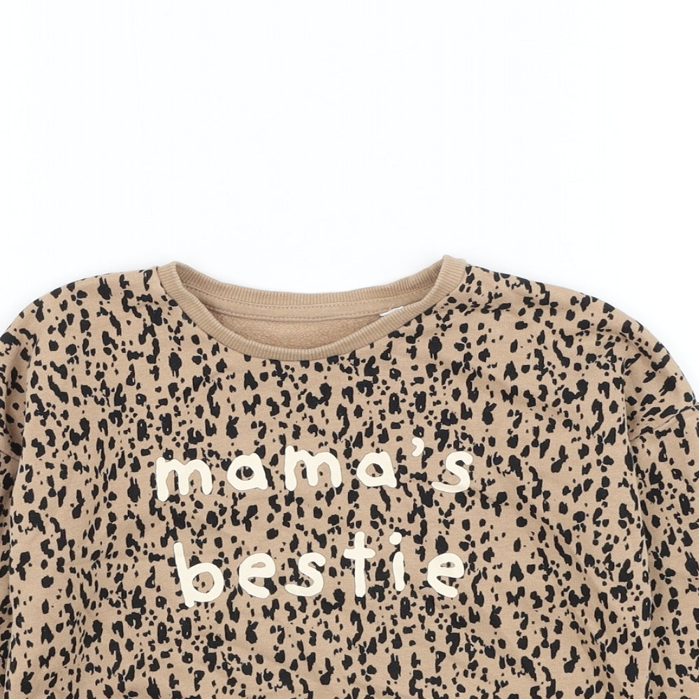 George Girls Brown Animal Print Cotton Pullover Jumper Size 18-24 Months Pullover - Mama's Bestie