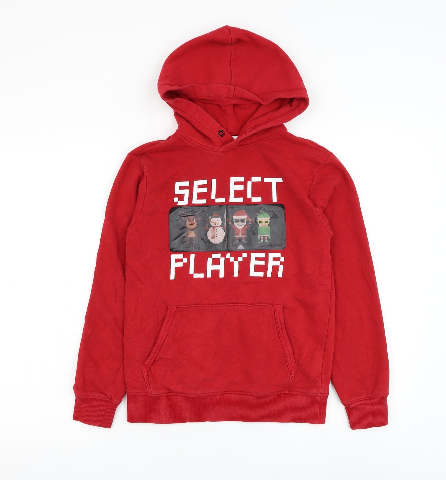 H&M Boys Red Cotton Pullover Hoodie Size 11-12 Years Pullover - Select Player Christmas