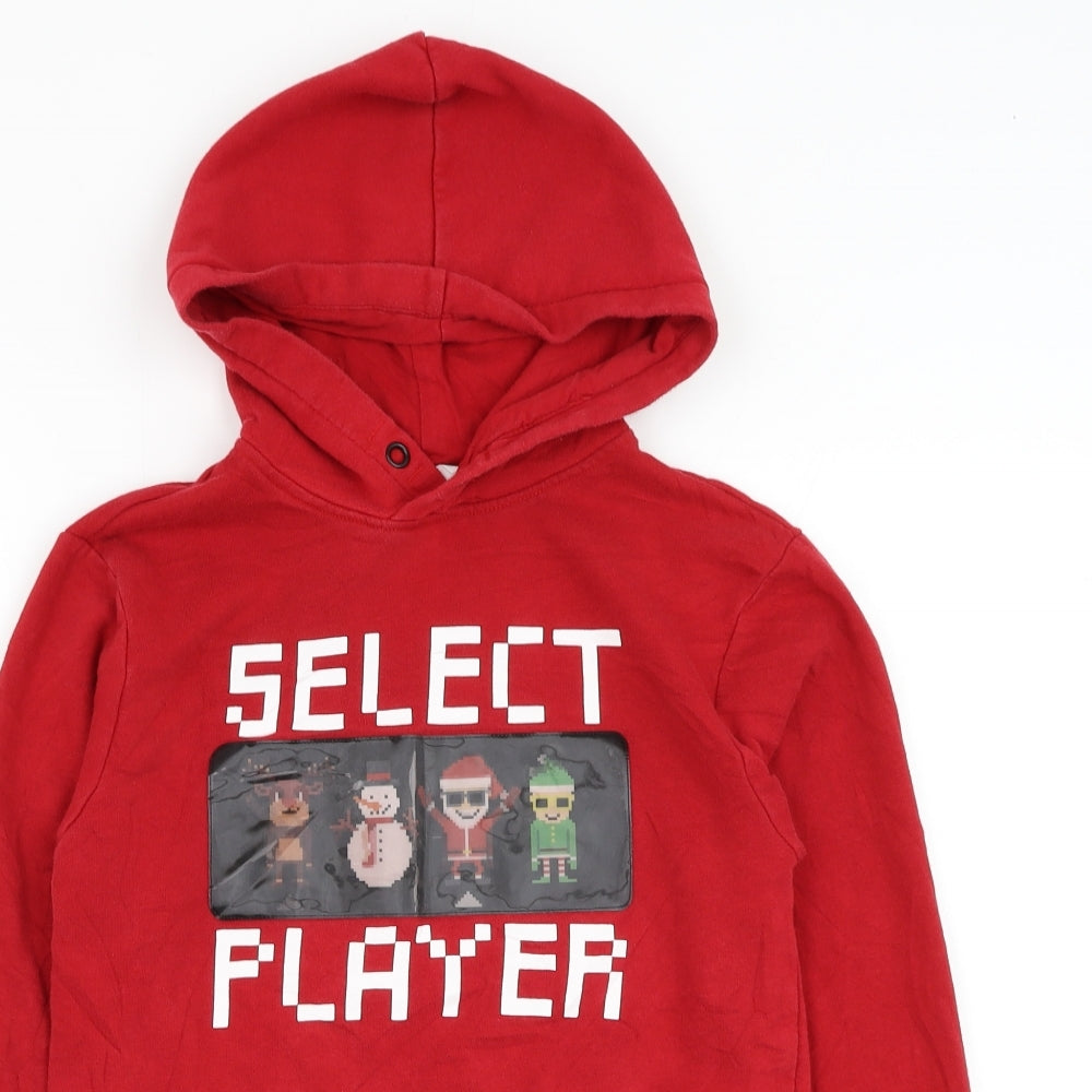 H&M Boys Red Cotton Pullover Hoodie Size 11-12 Years Pullover - Select Player Christmas