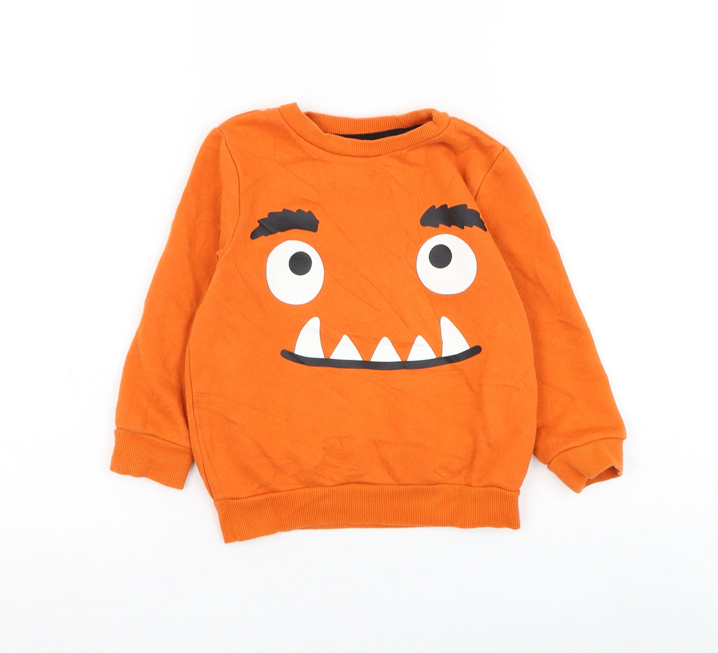 F&F Boys Orange Cotton Pullover Sweatshirt Size 4-5 Years Pullover - Monster