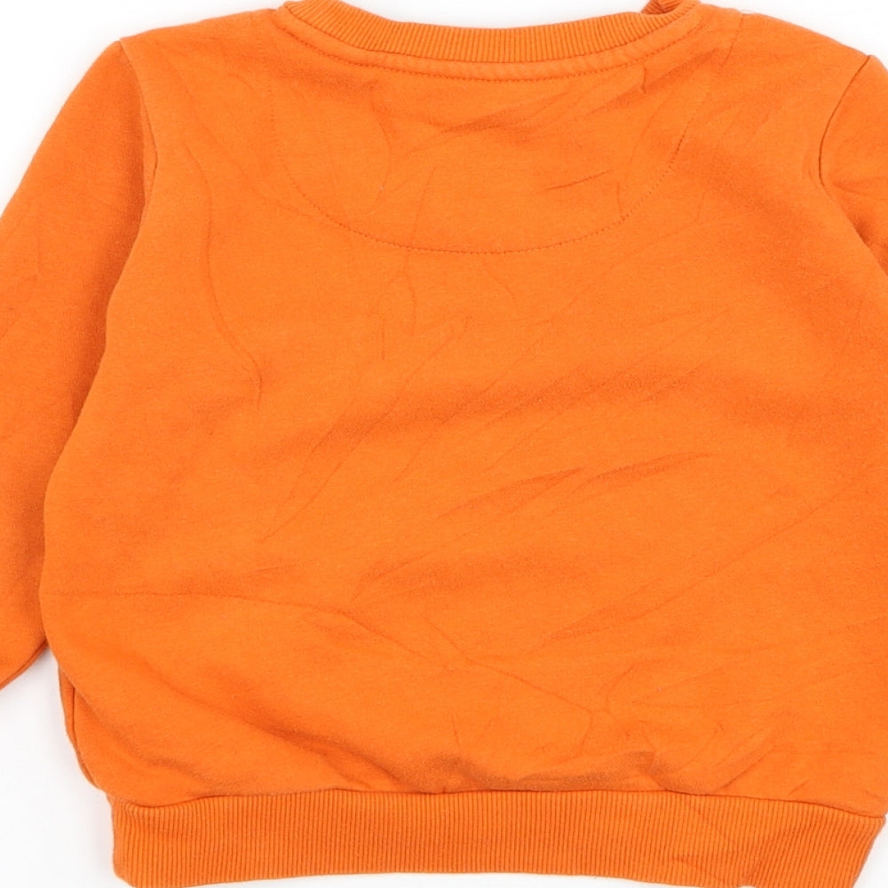F&F Boys Orange Cotton Pullover Sweatshirt Size 4-5 Years Pullover - Monster