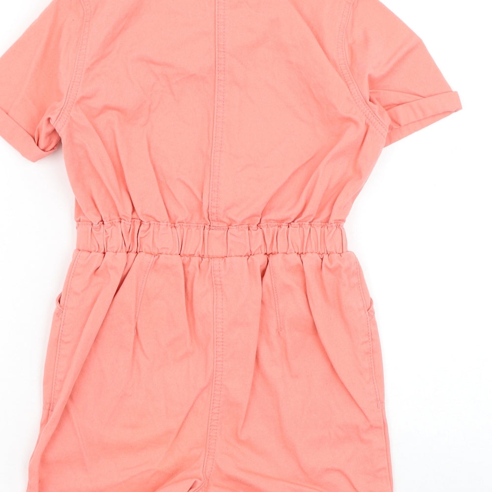 George Girls Pink Cotton Playsuit One-Piece Size 7-8 Years Zip