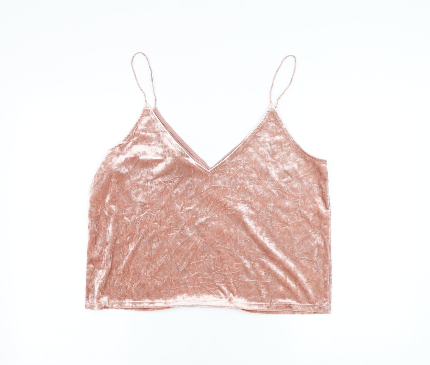 Divided by H&M Womens Pink Polyester Cropped Tank Size L V-Neck