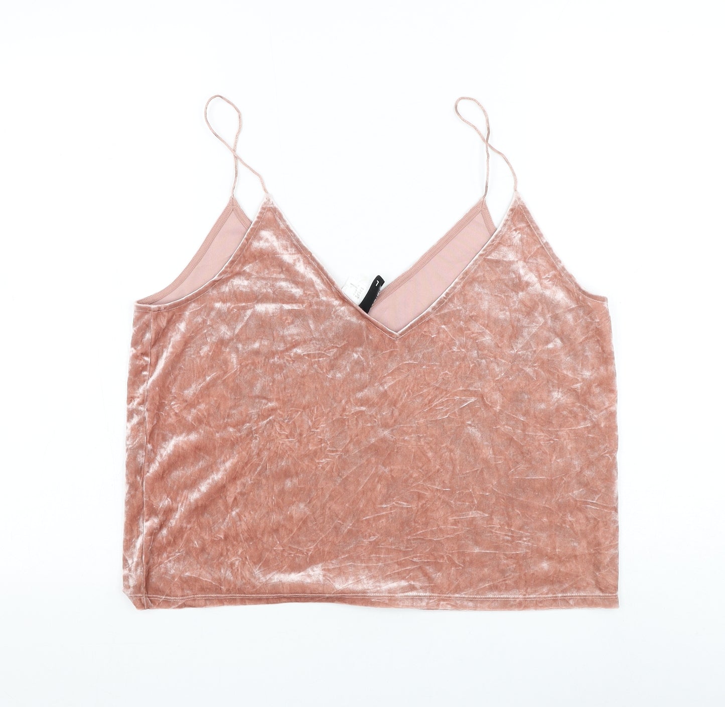 Divided by H&M Womens Pink Polyester Cropped Tank Size L V-Neck