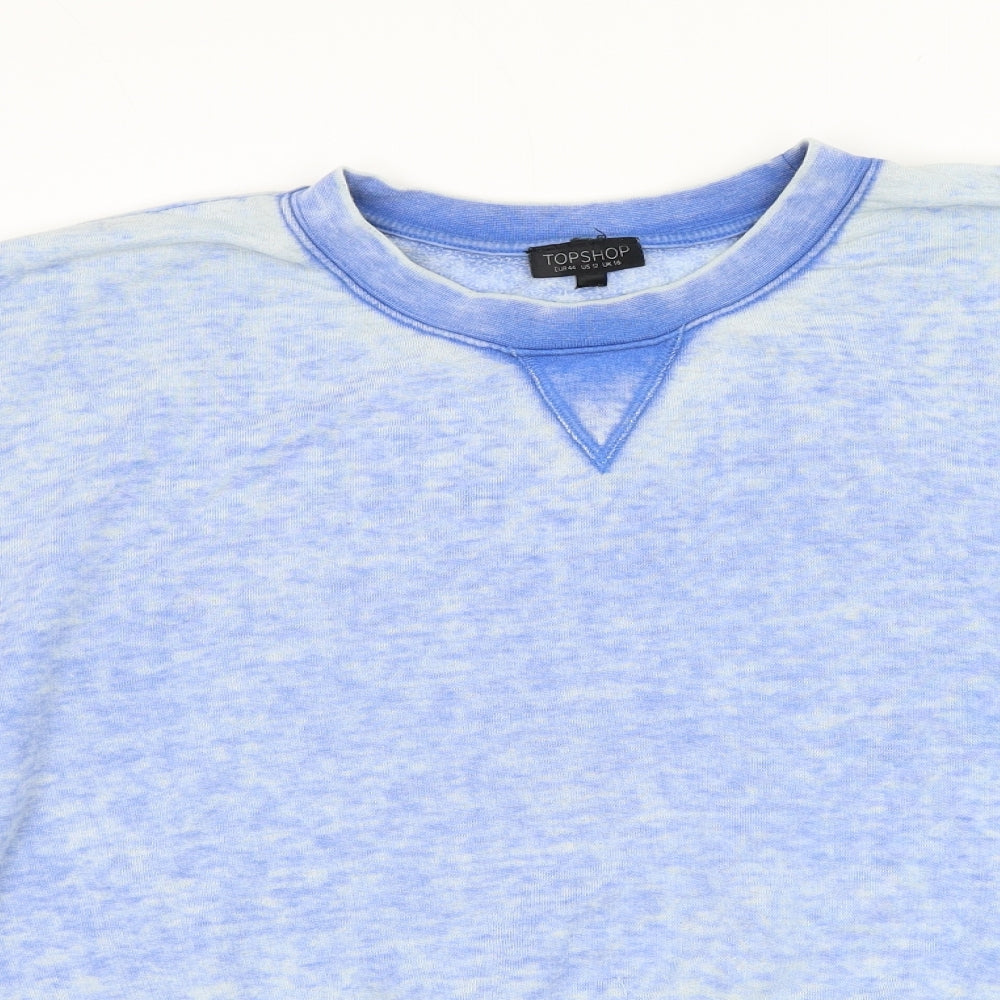 Topshop Womens Blue Cotton Pullover Sweatshirt Size 16 Pullover