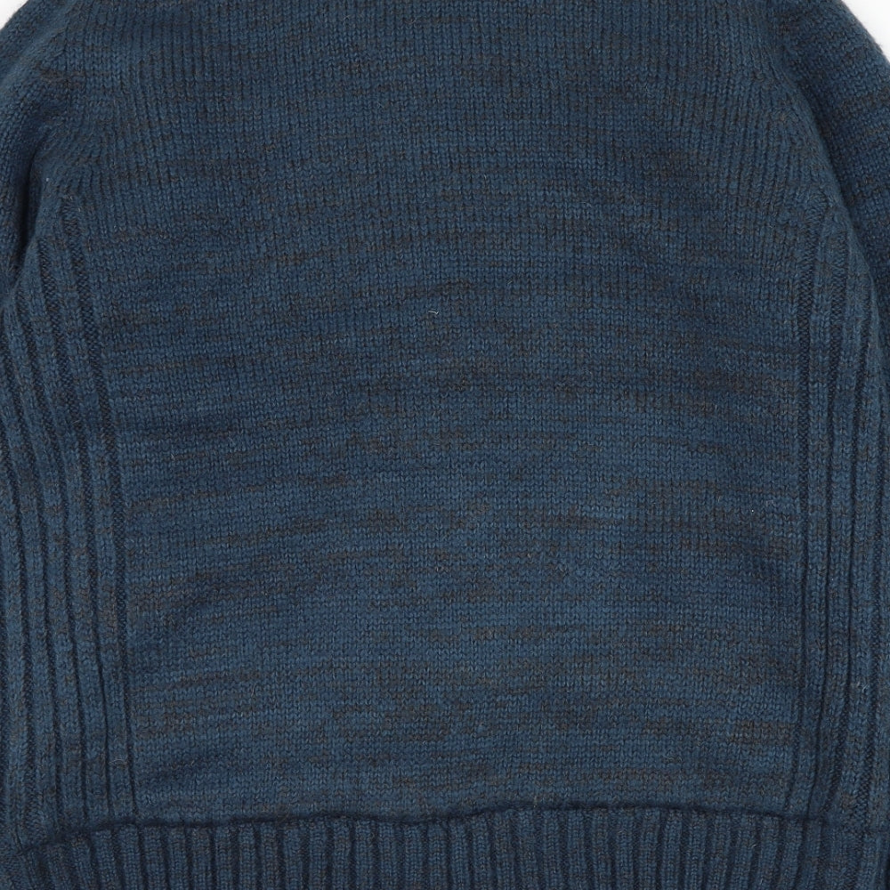 Kensington Mens Blue High Neck Acrylic Full Zip Jumper Size L