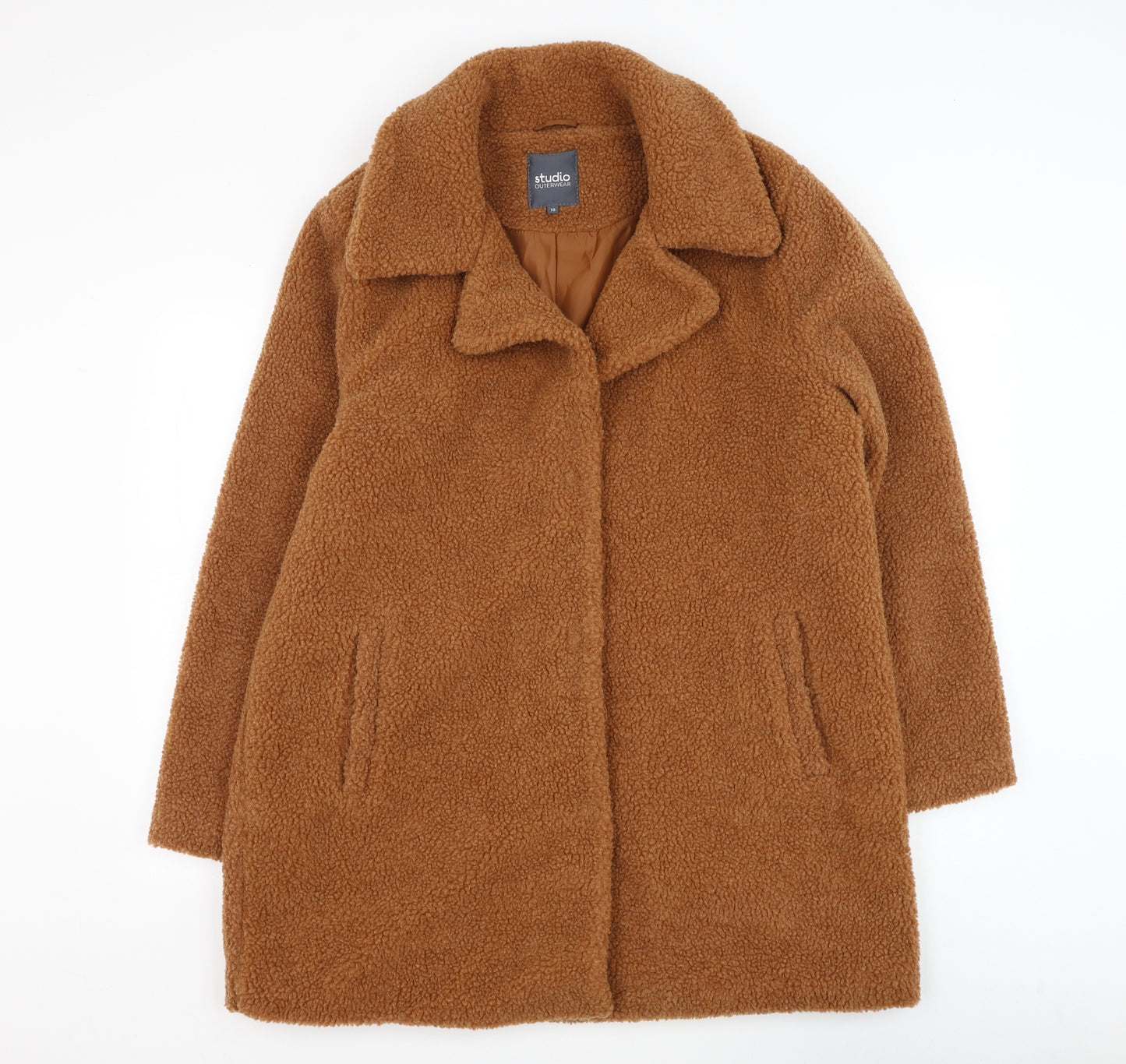 Studio Womens Brown Overcoat Coat Size 18 Button